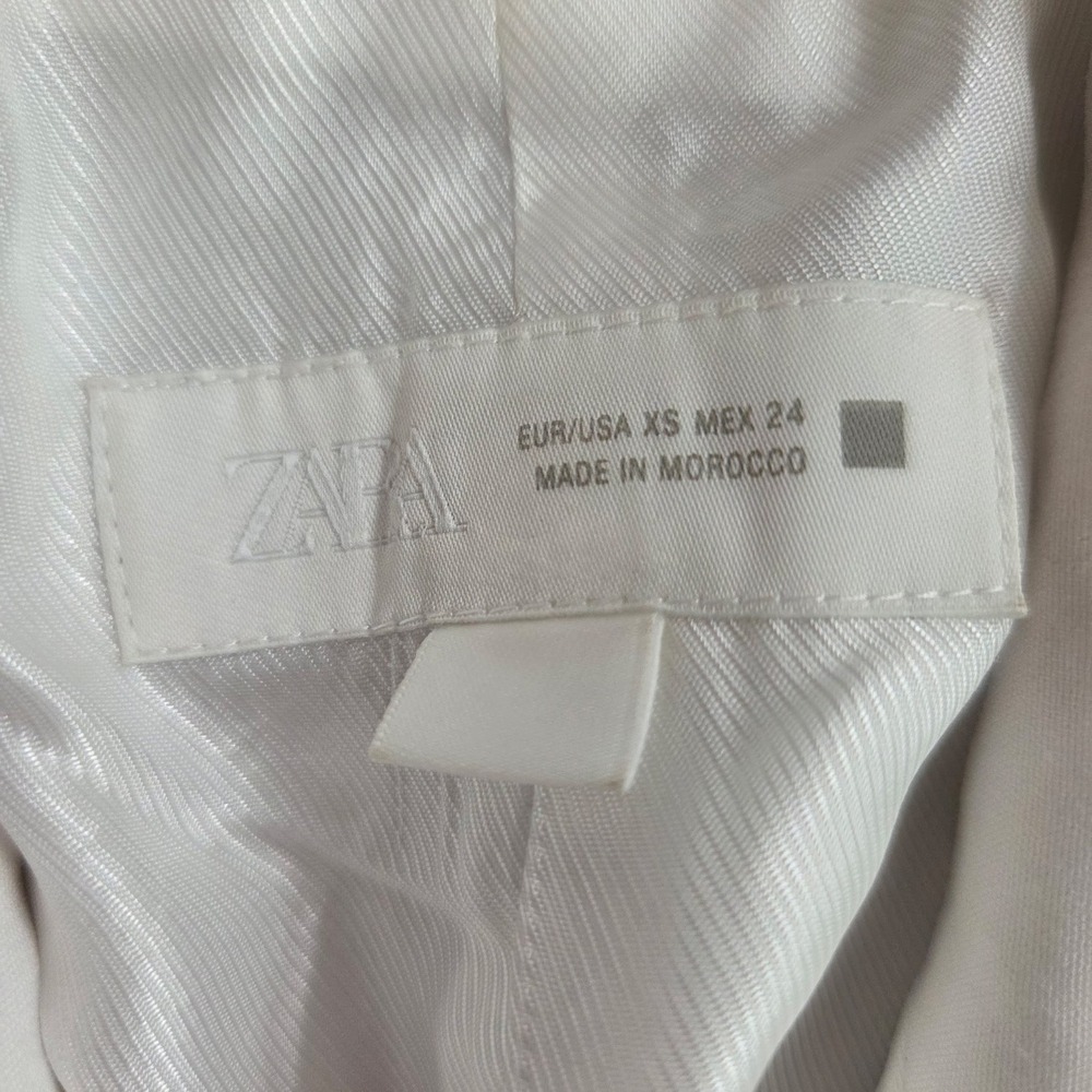 Zara White Double Breasted Cropped Blazer Gold Buttons XS Women Professional - Picture 4 of 6